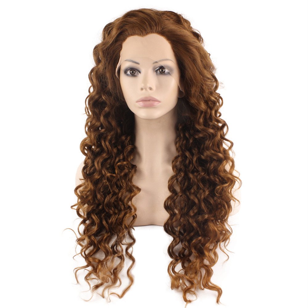 MX angel Long Curly Lace Front Synthetic Hair Blond Celebrity Natural Stylish Curl Wig
