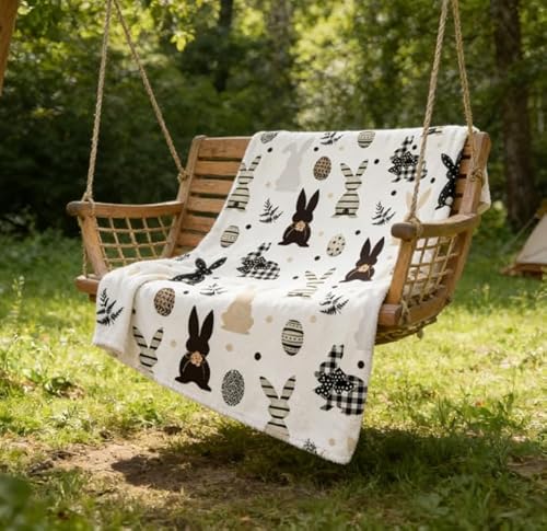 VorIrydian Kuscheldecke Kaninchen Ostern 130 x 150 cm, leicht, Weich, Gemütlich, als Geschenk für Bett, Sofa, Wohnzimmer, Couch, Heimdekorationmodernes Bauernhaus
