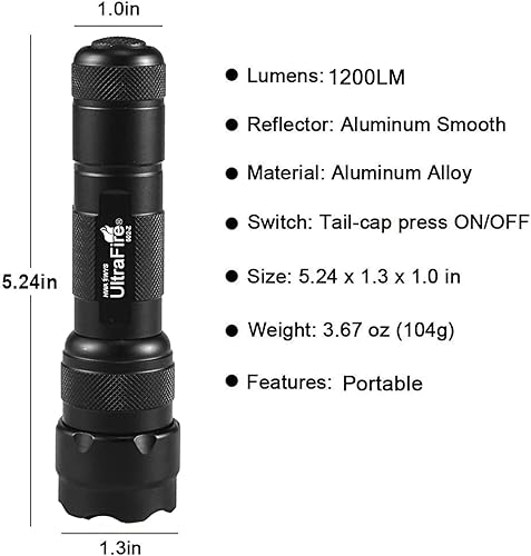 Miniatura 3 de ULTRAFIRE Mini linterna de un solo modo con funda, 1200 lúmenes de alto lumen zoomable linterna LED de mano linterna de servicio con funda de