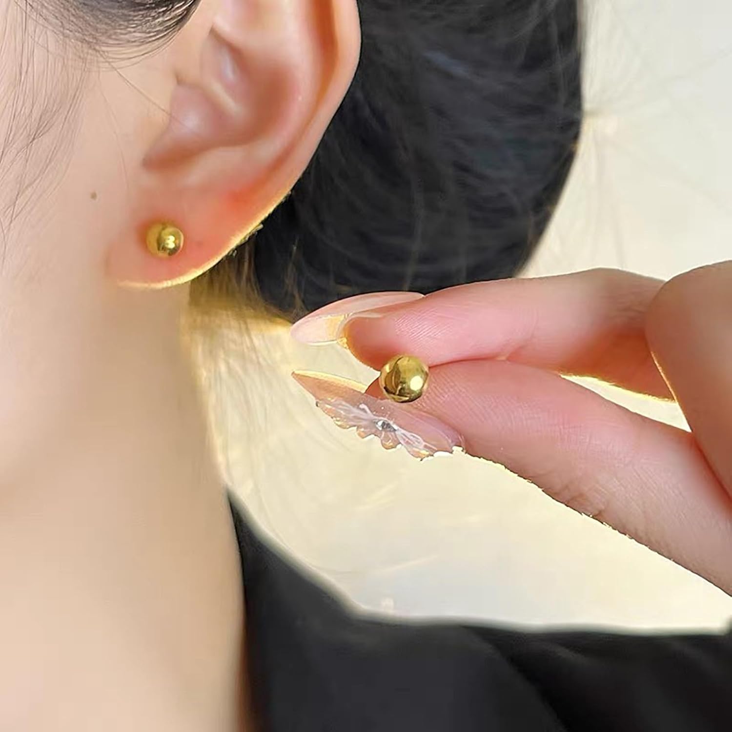 Gold Stainless Steel Ball Stud Earrings Set for Women, 5 Pairs (3mm - 7mm) - Image 6