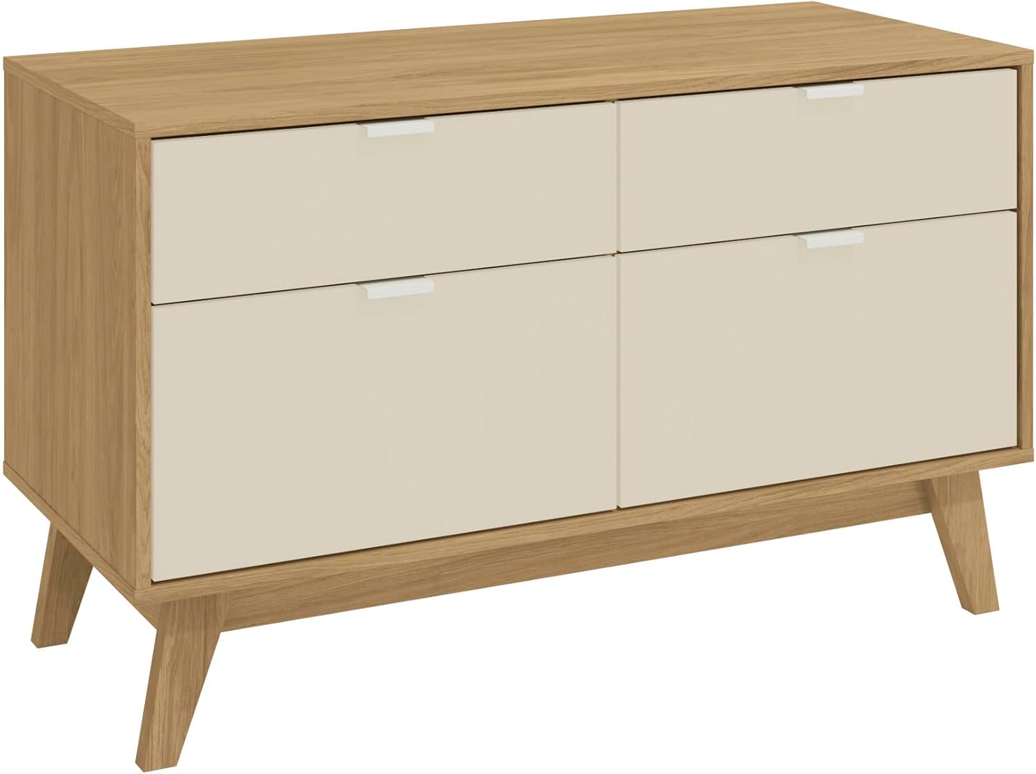 Fronte view of the Kappesberg Venice Modern TV Stand in light brown and cream.