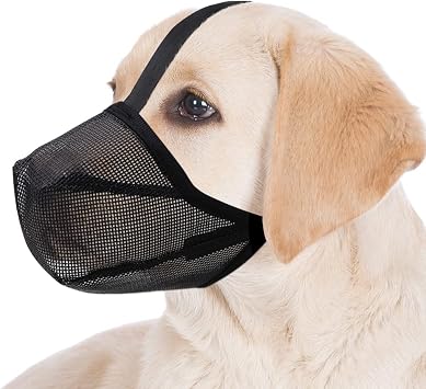 Dog Muzzle, Soft Mesh Covered Muzzles for Small, Medium, Large and X-Large Dogs, Muzzle with Adjustable Straps, Prevent Barking, Biting, and Accidental Ingestion Black, Large