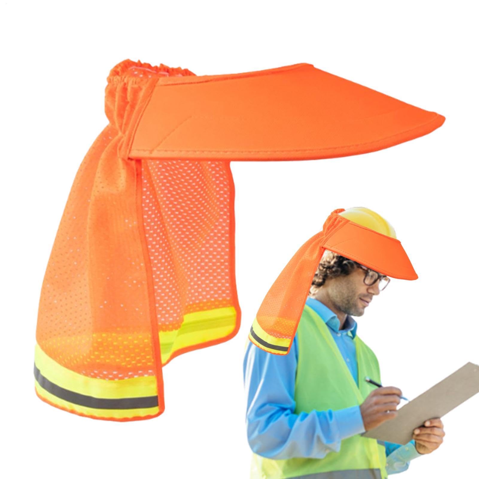 Parasol pour Casque De Sécurité, Parasol en Maille À Bord Complet avec Bande Réfléchissante, pour Chantier De Construction Extérieur Et Extérieur À Long Terme, Haute Visibilité