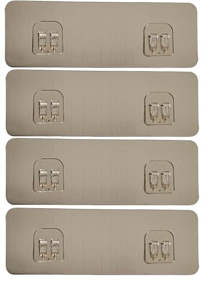 XENOTY Strong Self Adhesive Magic Sticker-Kitchen Hanging Racks Magic Sticker,Tissue & Towel Rack Hanging Adhesive Sticker - Only Sticker (Double Hook (20 X 7.5 Cm,4.00) - Stainless Steel, Multicolor