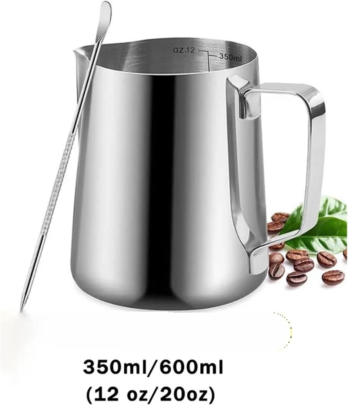 350ml/600ml (12/20 Oz) Milk Frother Steam Canister Coffee Latte Carafe Cup With Pen(600ml (20 oz))