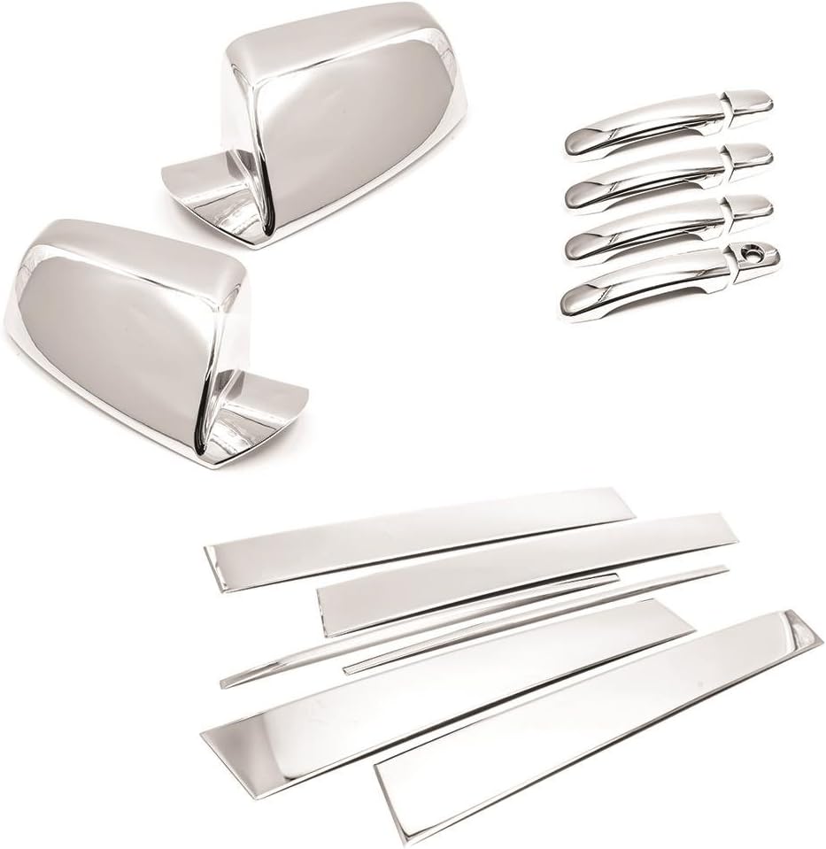 Sizver Chrome Door Mirror + Handles Cover + Stainless Pillar Post Trims for 2011-2017 GMC Terrain