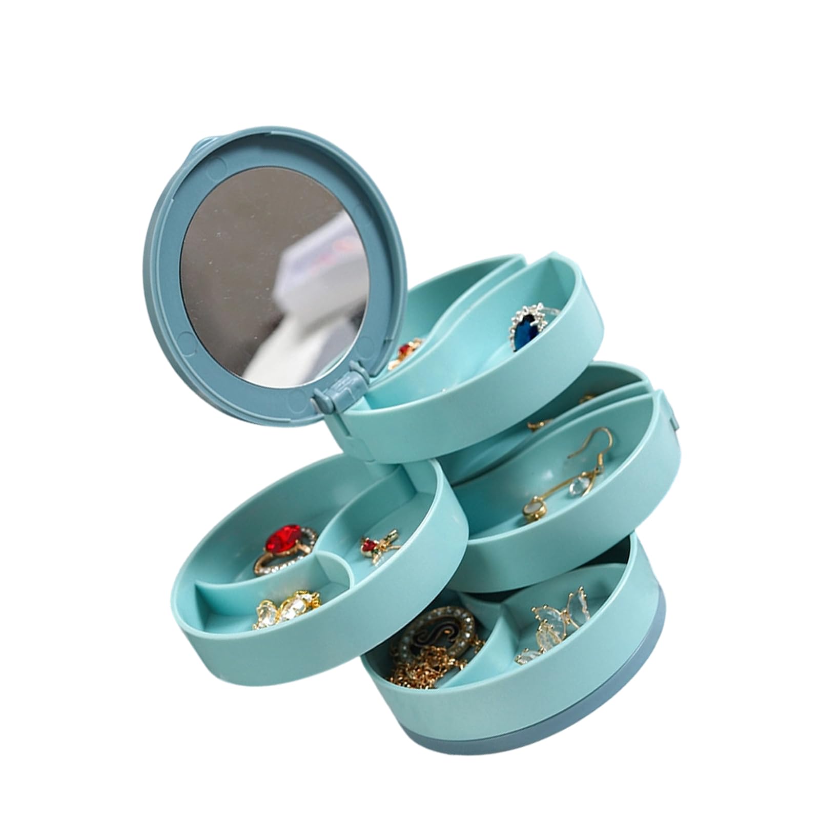 Xjdzineq 360 Degree Rotating Jewelry Organizers with Multi Tiers Earrings Necklaces Rings Efficient ABS Storage Box Twirling Jewelry Planner