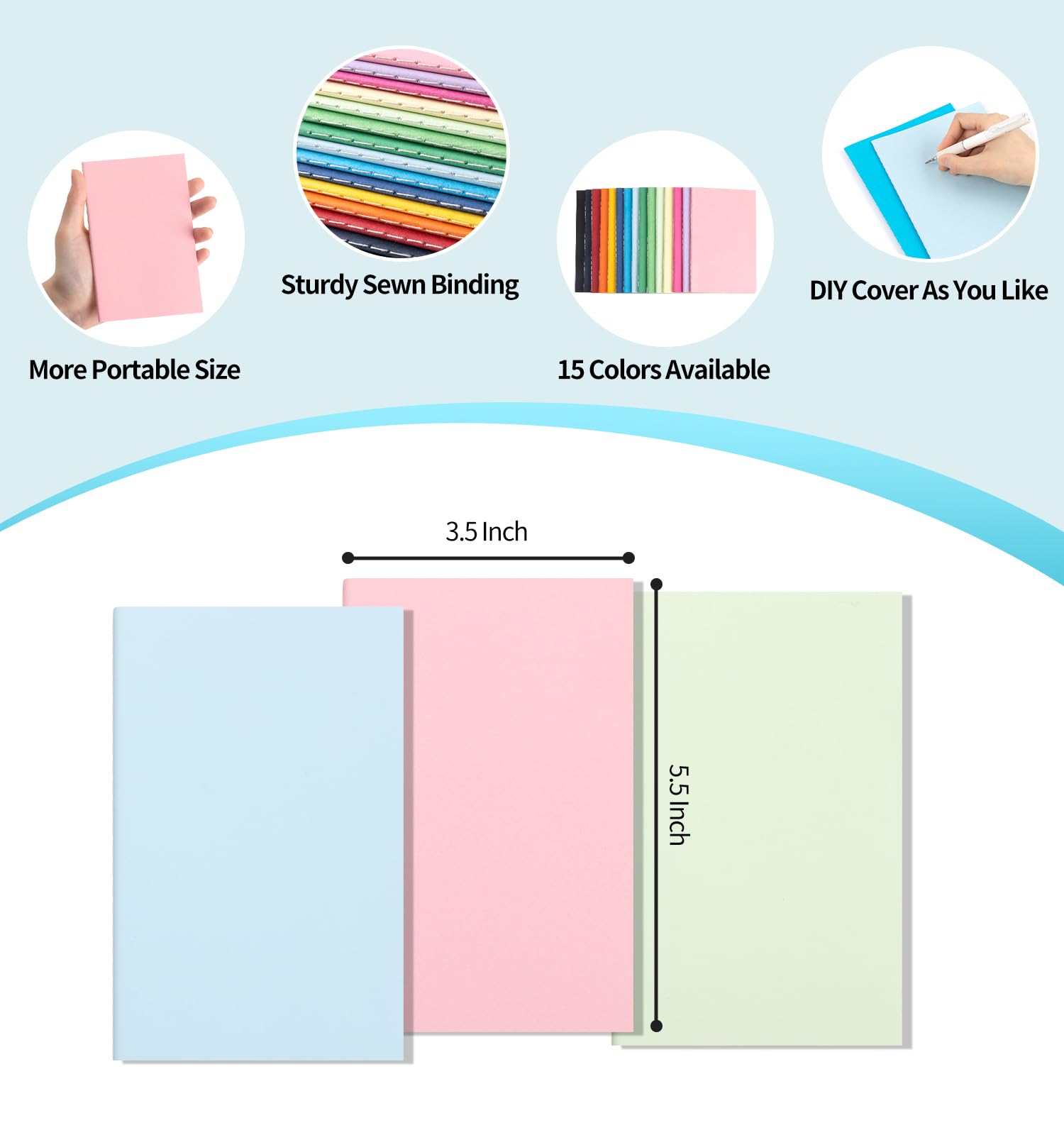 Paquete de 60 cuadernos coloridos de bolsillo en blanco, diarios a granel, cuadernos pequeños de 3.5 x 5.5, 30 hojas/60 páginas, mini cuadernos para niños, viajeros, estudiantes, suministros escolares
