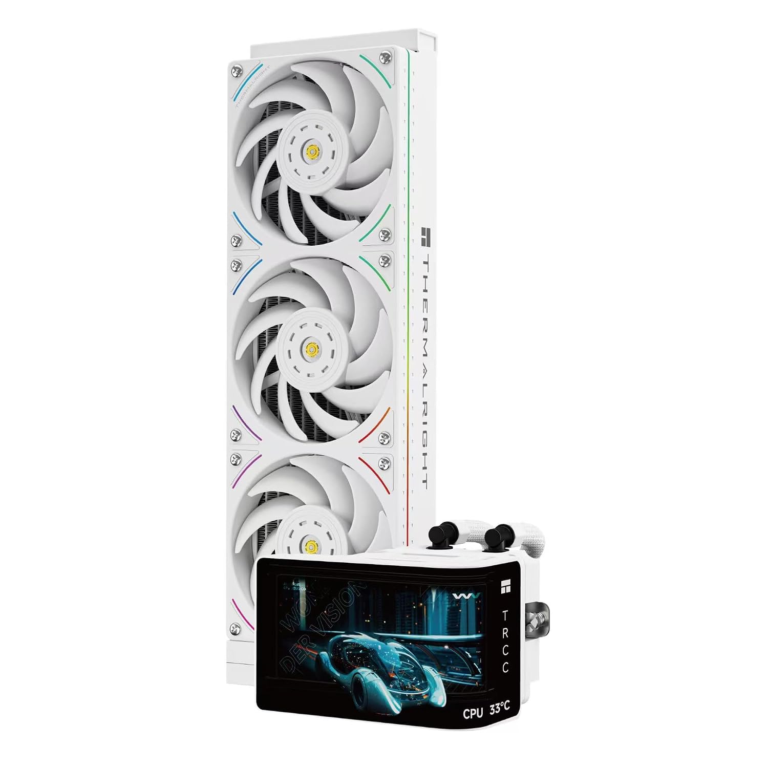 Thermalright-TR Wonder Vision 360 UB ARGB White CPU Water Cooler,6.67-inch Magnetic Curved Screen with 2400x1080 Resolution,AMOLED Display Screen,Liquid CPU Cooler for AM4/AM5, Intel lga1700/1851