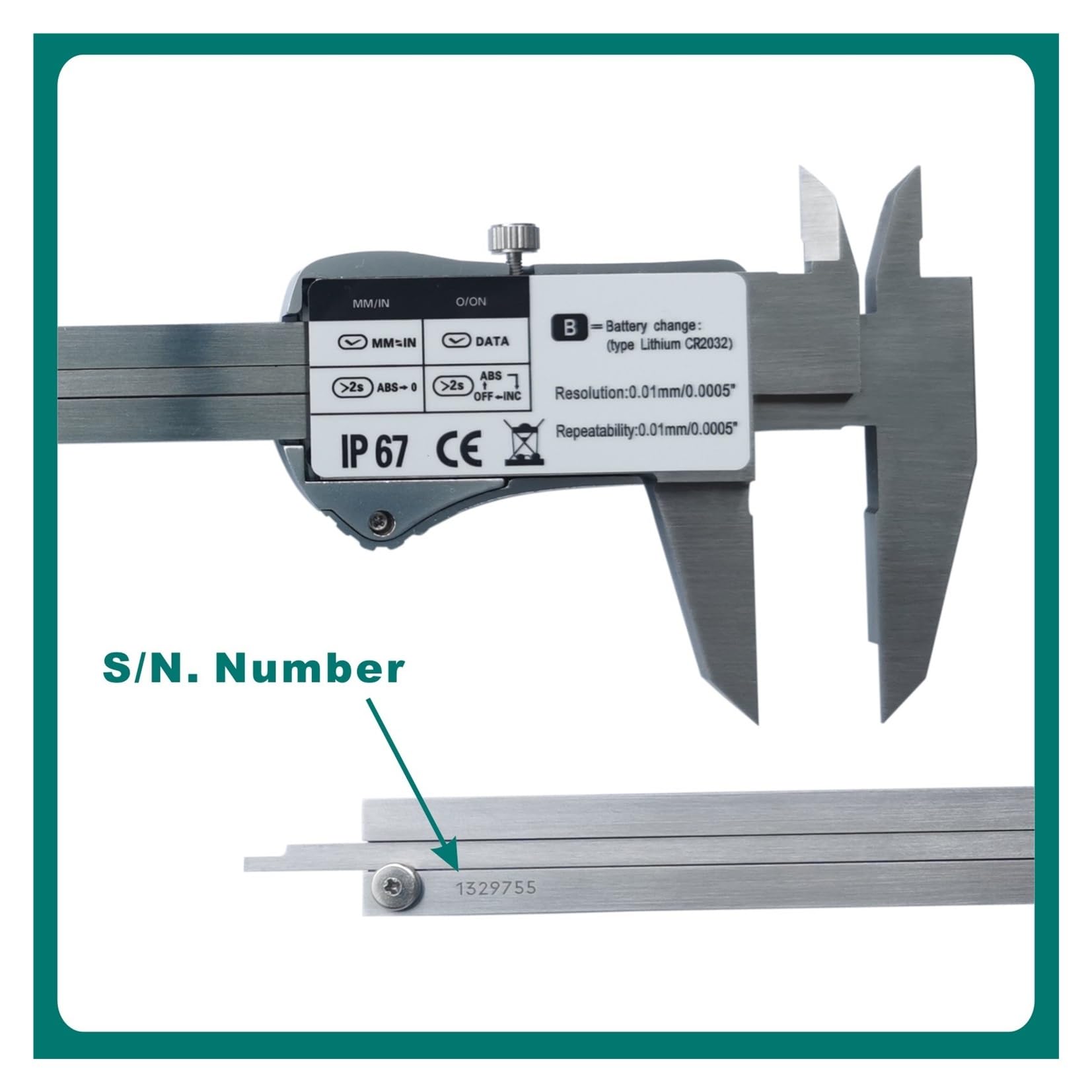 Calibrador Digital electrónico Vernier IP67 de 0-150 mm/6" de Alta precisión IP54. Calibrador Digital de 200 mm y 0,01 mm (IP67 de 0-150 mm).