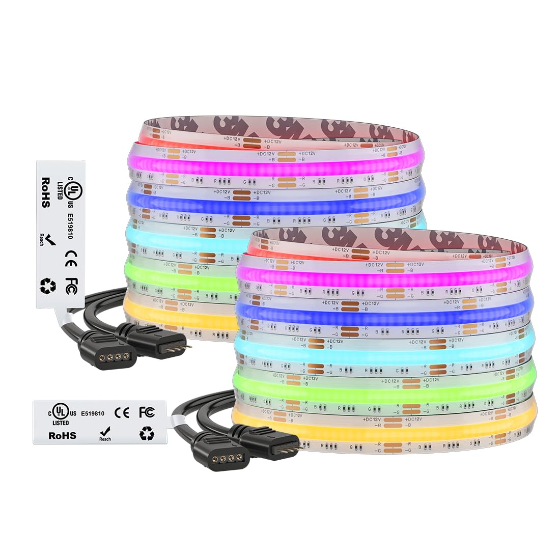BTF-LIGHTING IP66 RGB COB LED Strip DC12V 32.8FT Color Changing Light