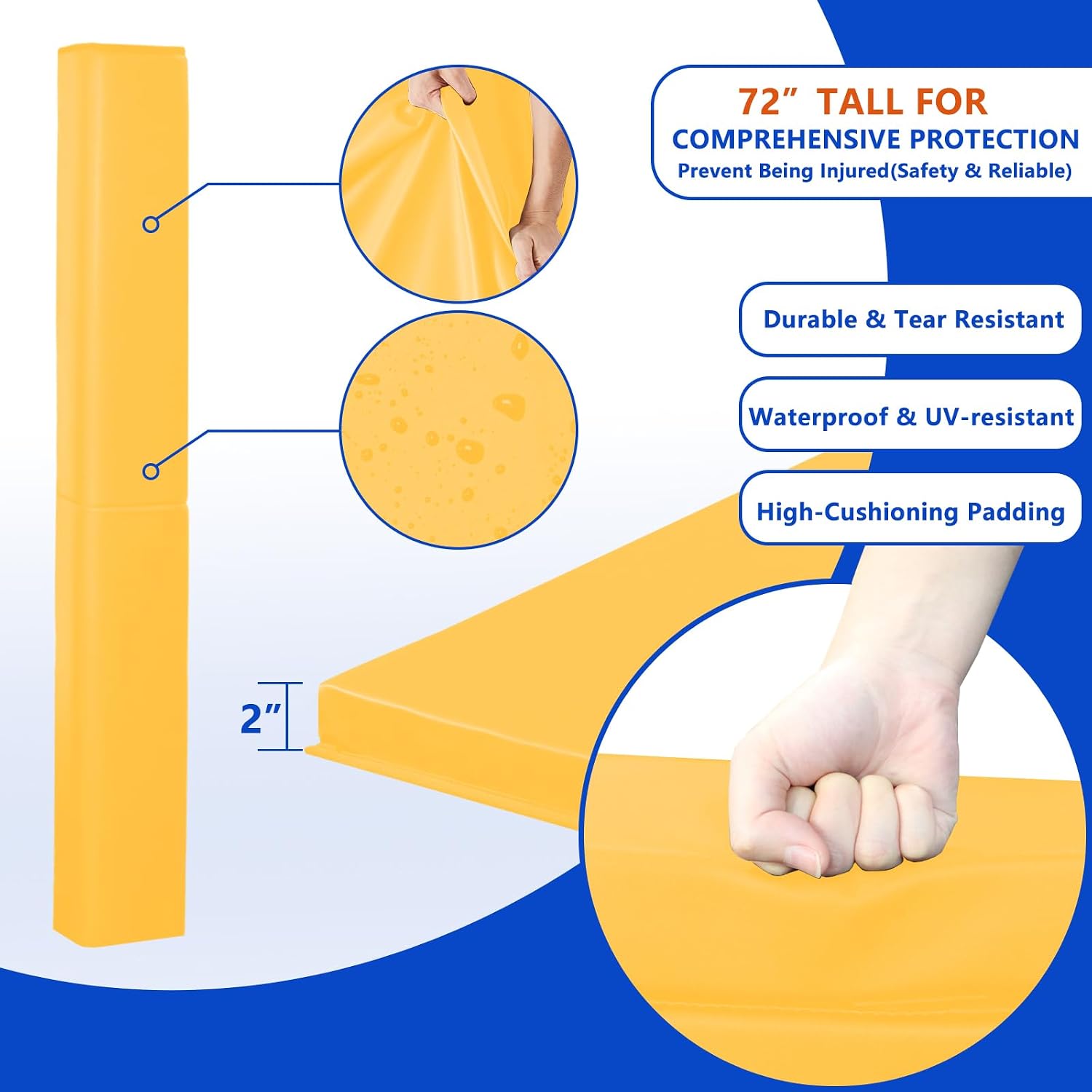 Square Pole Padding Basketball Pole Pads Deluxe Weatherproof Goal Padding Pole 2''/ 4'' Thick Basketball Hoop Pad Durable for Protection(Fit 4'' to 6'' Pole-6 Feet Tall) thumbnail