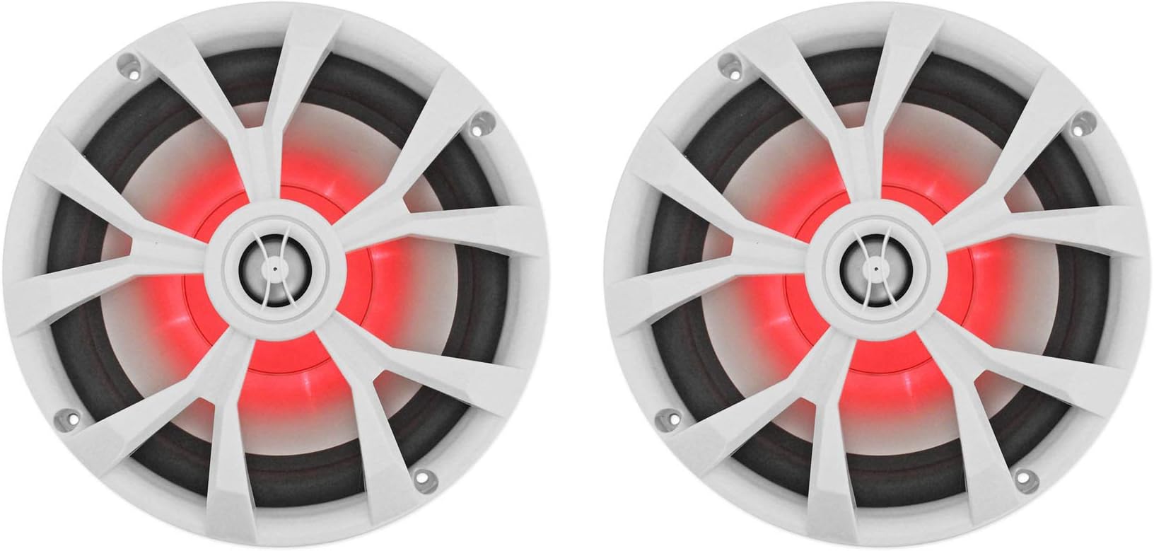 Rockville RKL80MW Marine Boat Speakers, 8" 2-Way, 900W per Pair, IP66 Waterproof, LED Lights, High-Fidelity Sound, for Boats and Outdoor Use