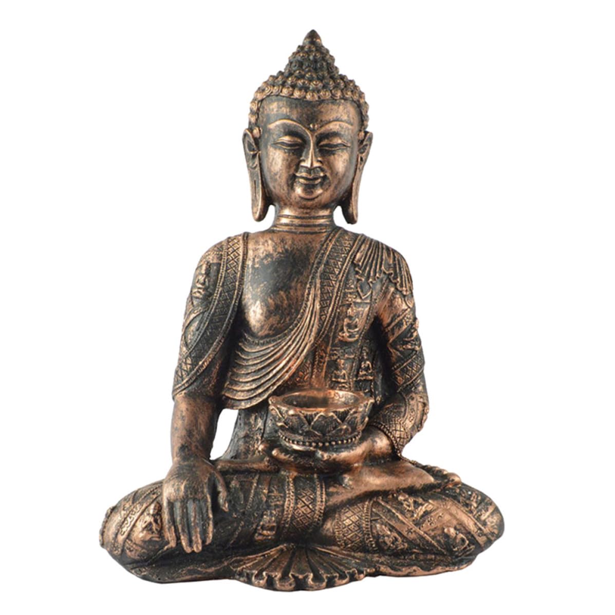 Porte-bougie Bouddha Homoyoyo en résine or dorée vintage pour la décoration de maison