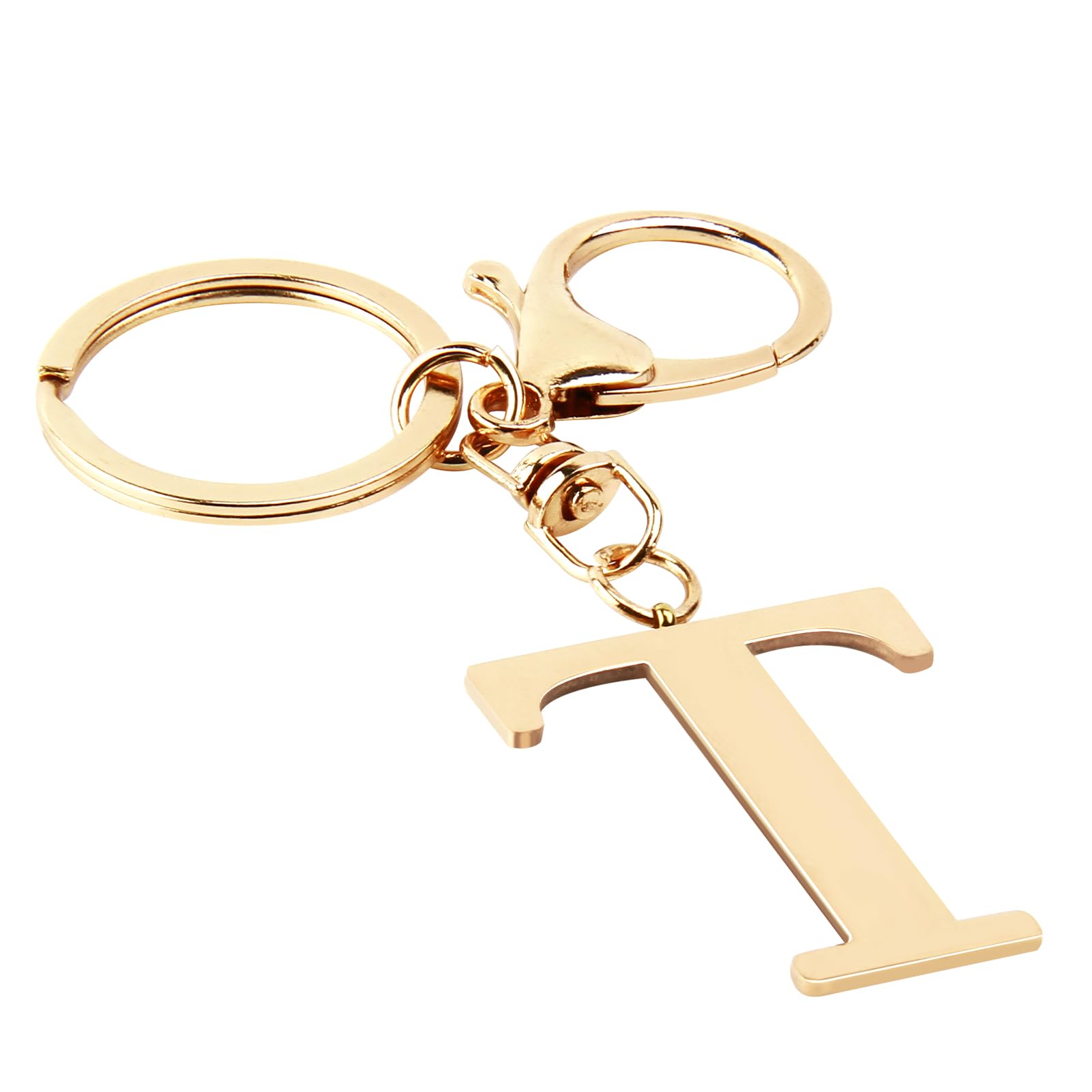 ORUZAORUZA Letter Keyring Alphabet Initial Keychain, Metal Letter Key Ring for Women Men Handbag Wallet Purses Letter (T)