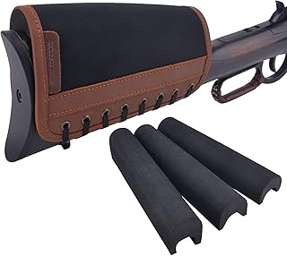Leather Rifle Gun Buttstock Cover, Non-Slip Cheek Rest Pad with 3 Pieces EVA Foam Cheek pad - OXPANG