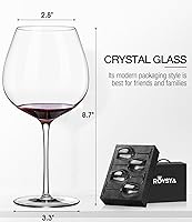 Vista 6 de Juego de 4 copas de vino tinto, grandes copas de cristal Burgundy sopladas a mano - ultra delgadas, ligeras para cata de vinos, 23.5 onzas, regalos