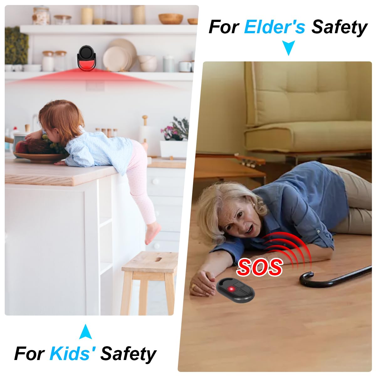 GLOOK Antifurto Allarme Casa Senza Fili con Telecomando, 125dB Sensore Movimento Allarme, Sirena Allarme Perimetrale, Garage, Auto, Porta, Ingresso, Esterno, Finestre, Camper (Set da 2 pezzi)