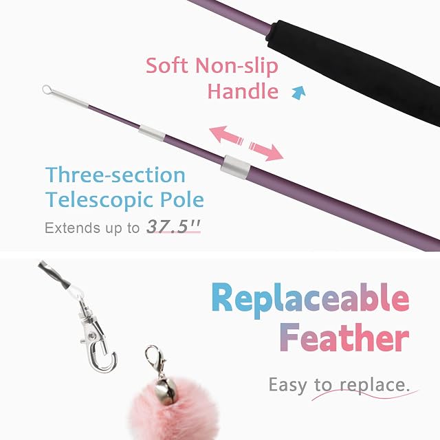 Foto 5 de 7 de SONGWAY Juguete de varita de plumas para gato, 7 juguetes de plumas para gatos