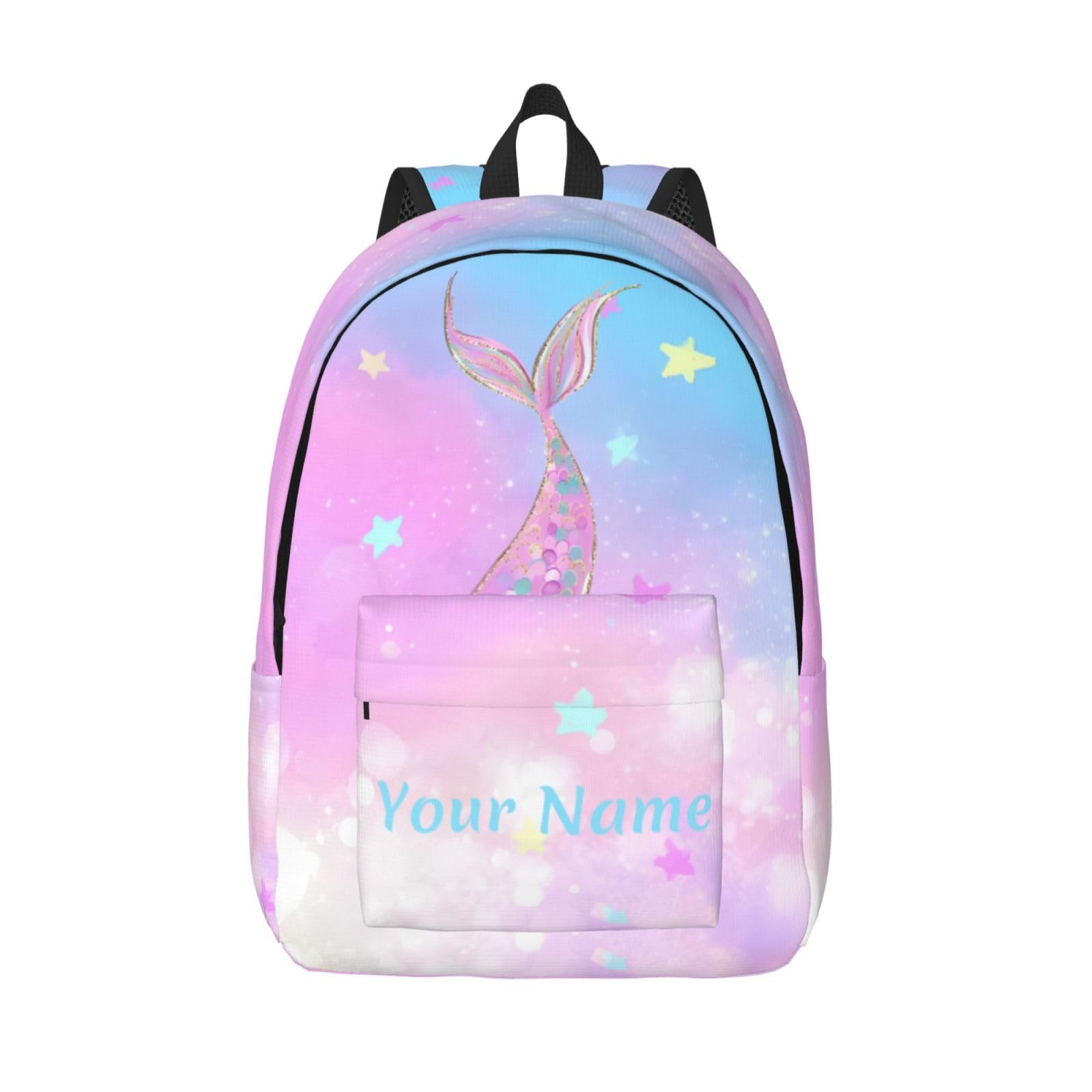 UJDUYSD Personalized Backpack for Girls Boys, Custom Backpacks with Name, Customized Mermaid School Bookbags for Kids, Personalized Casual Bookbags