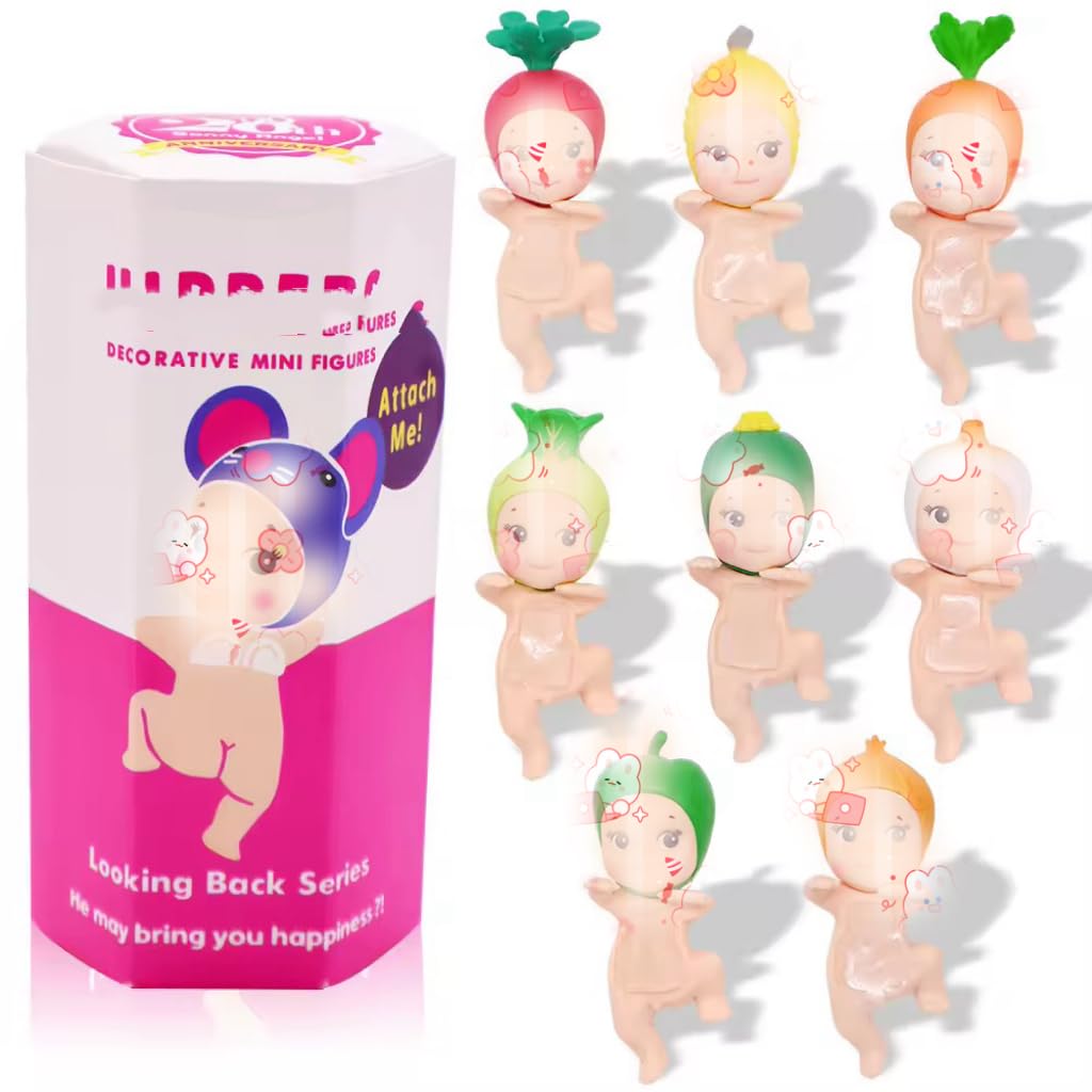 12pcs Mini Angel Hippers Baby Figure Angel Anime Figures Toys Mini Figure Limited Edition,Sealed Blind Box,Cute Collectors Figures,Halloween (Angel Vegetable Lifting Feet)