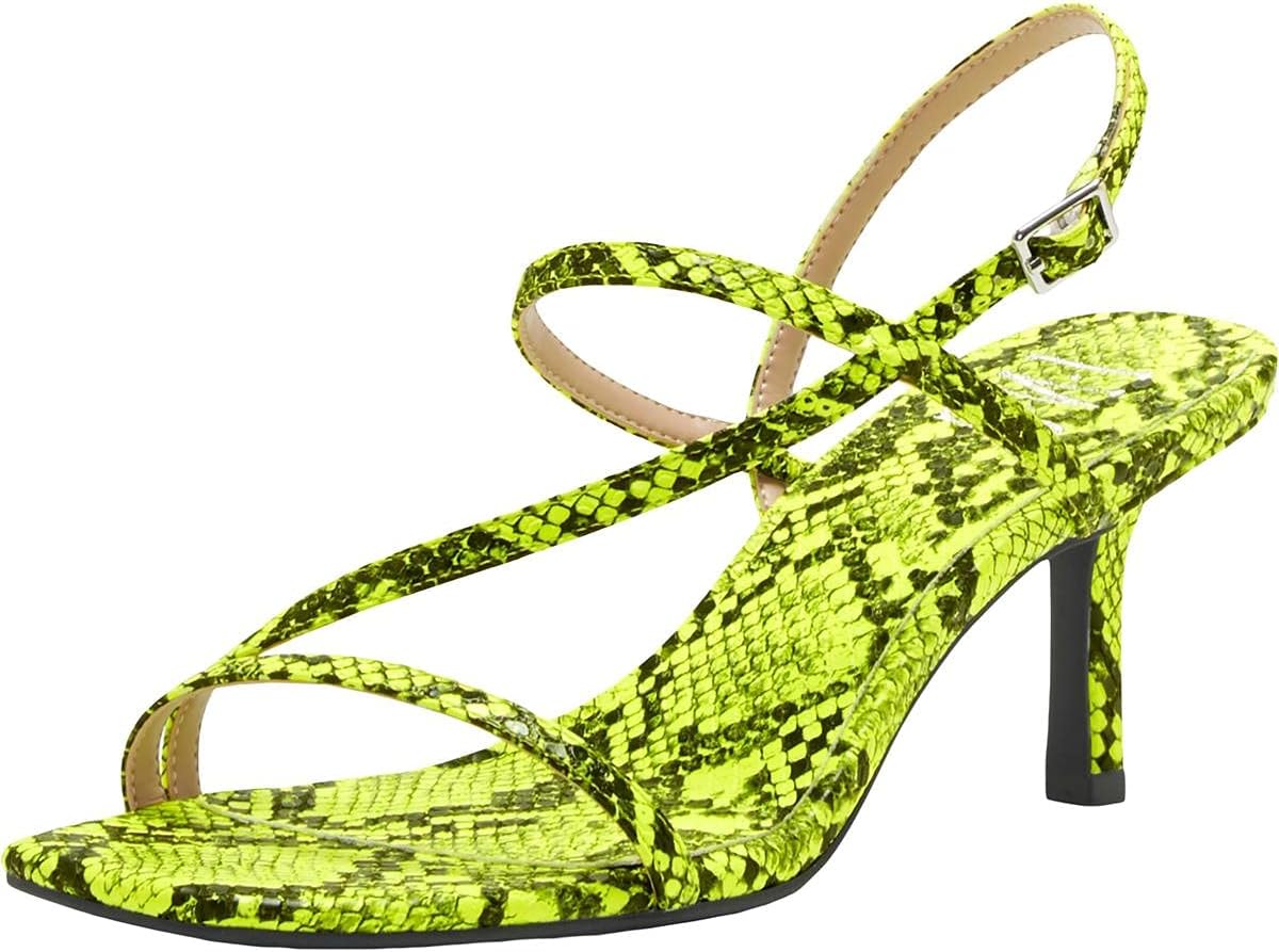 International Concepts INC Womens Green Snake Asymmetrical Strappy Loreline Square Toe Stiletto Buckle Dress Sandals Shoes 9 M