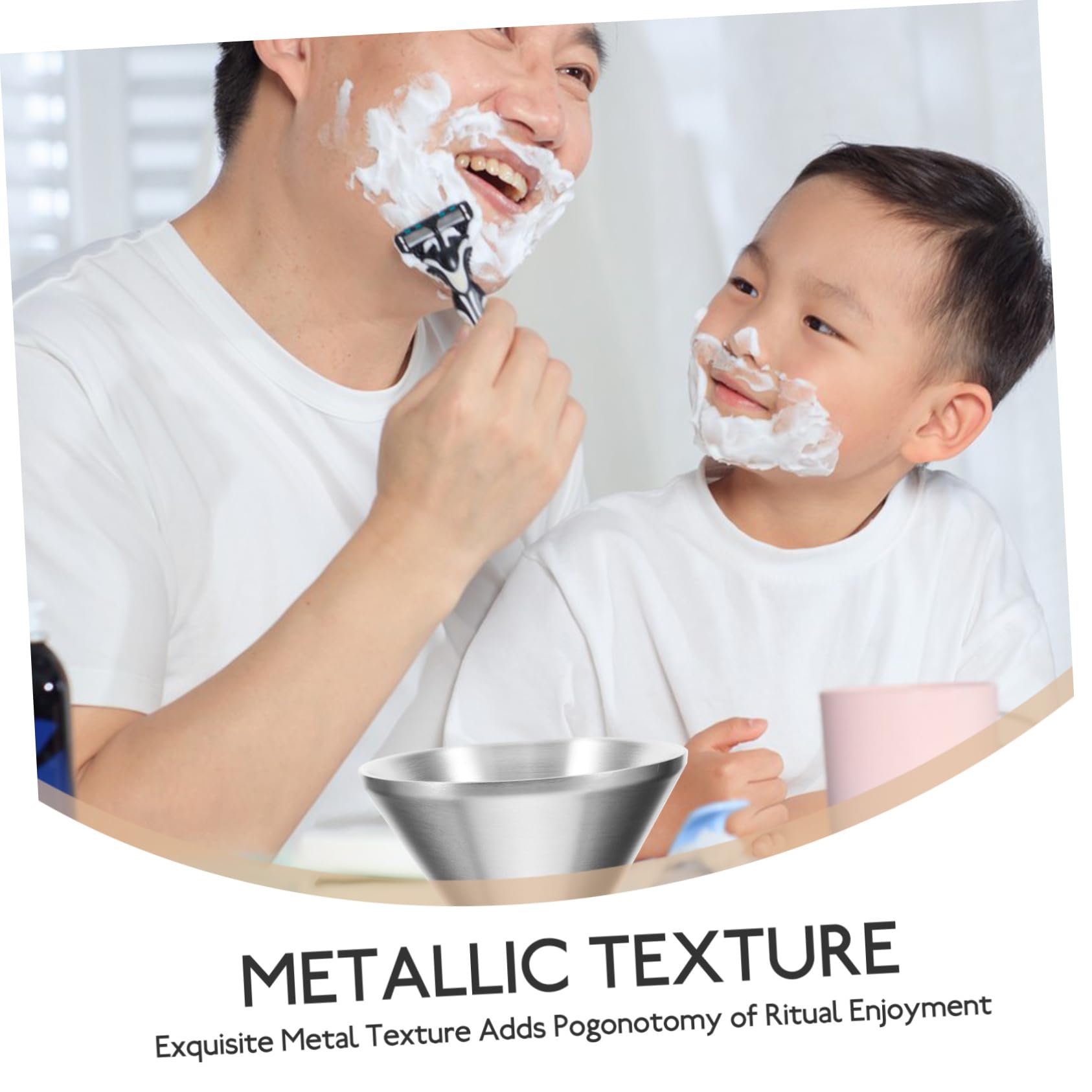 Baluue Stainless Steel Shaving Bowl Tallow Shave Soap Cup for Men Beard Care Marble Shaving Bowl Creamer Cup