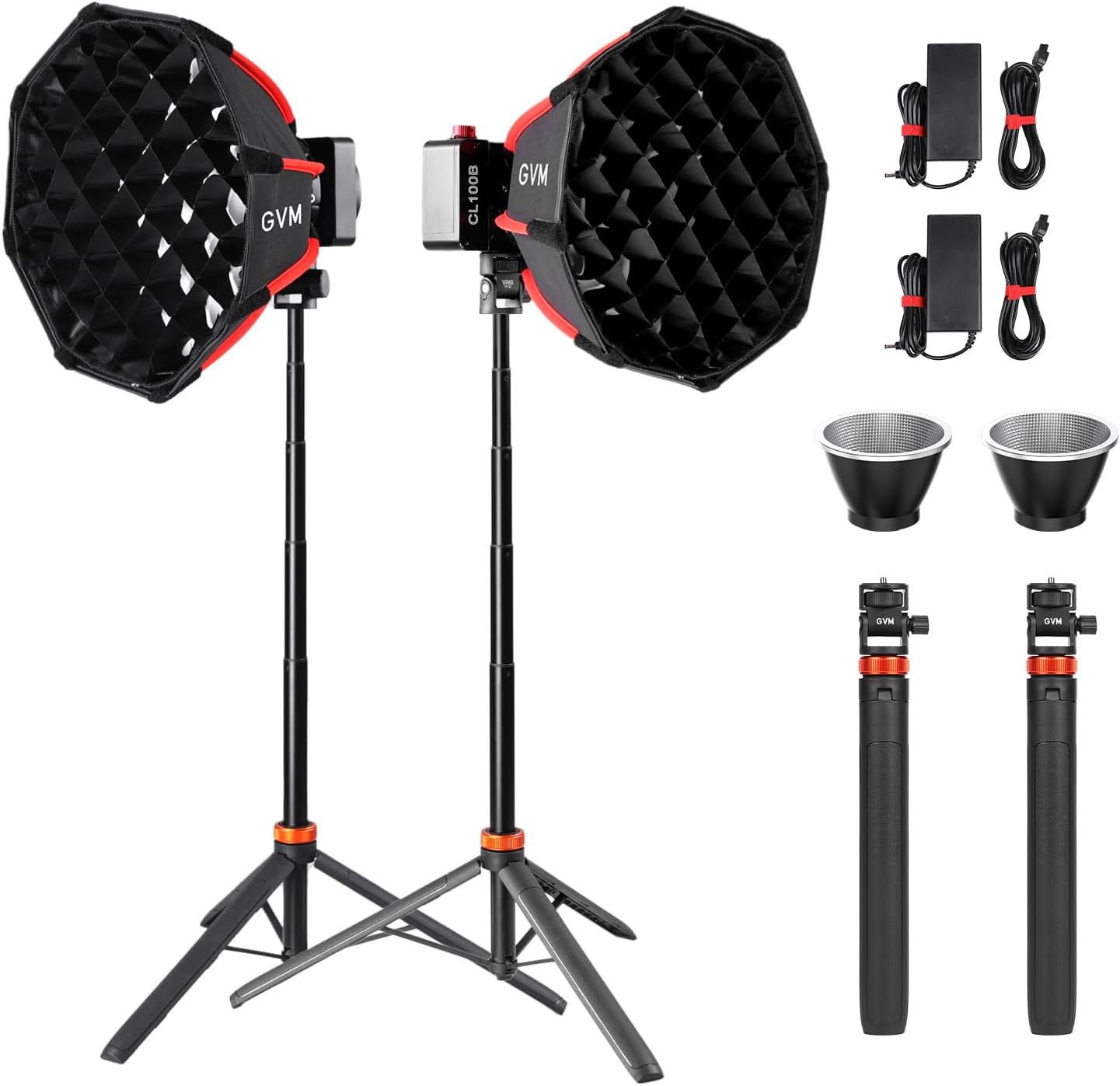 GVM 100W Bi-Color Video Light Kit with Softbox & Tripod, 2 Packs LED Studio Lighting Kit with APP Control, 2700K–6800K, 18500lux@1m Portable Continuous Light for Photography,12 Scene Effects