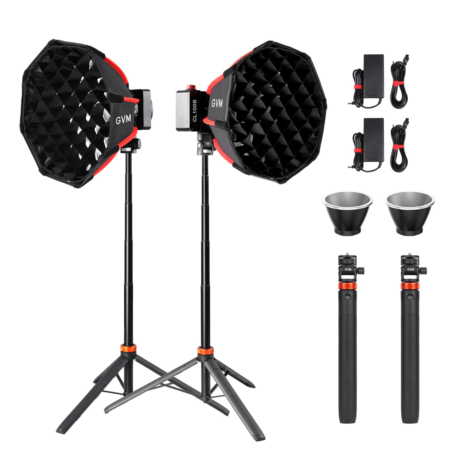 GVM CL100B Bi-Color COB Video Light Kit with Softbox & Tripod, 2 Packs LED Studio Lightin…