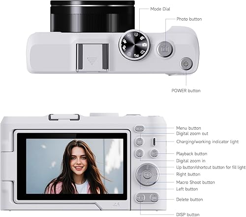 Miniatura 7 de Cámara digital 4K para fotografía, cámara de vlogging de 50 MP para video de YouTube con flash y pantalla abatible de 180  de 3 pulgadas, cámaras de