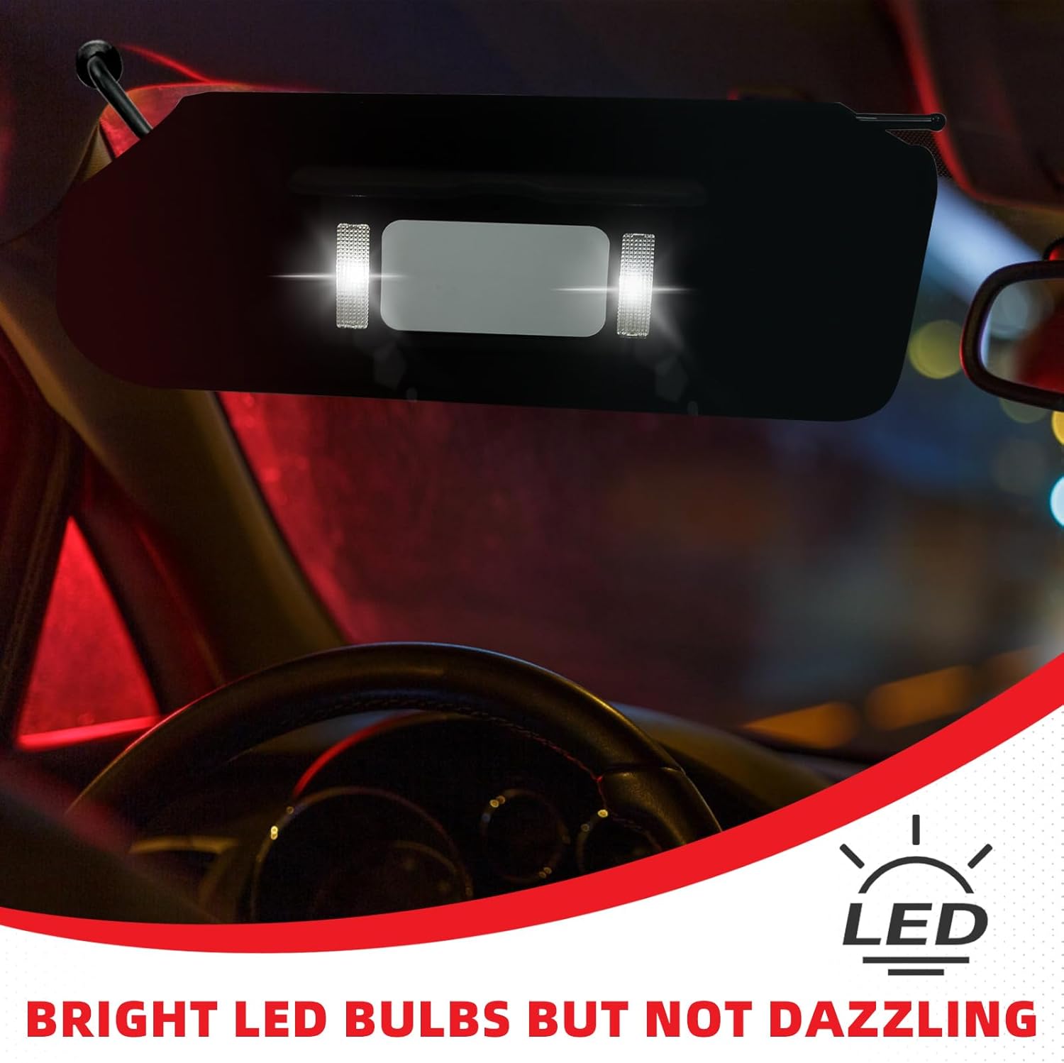 HECASA Pair Sun Visor with LED Lights Compatible with 1997-2004 Chevrolet Corvette C5 Replacement for 10442033 10442034 Left Driver & Right Passenger Side Sun Shades Black