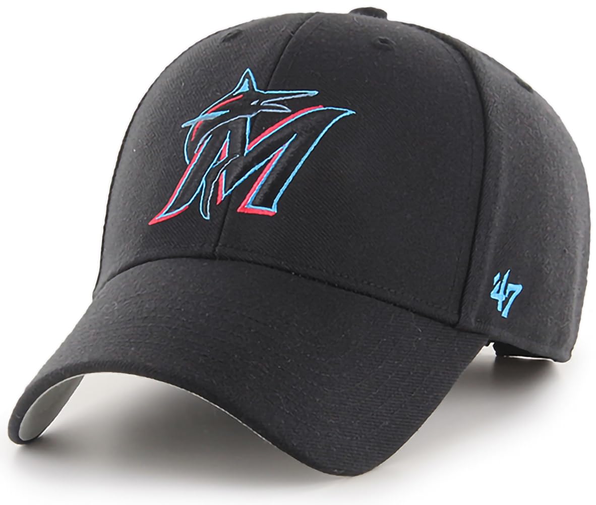 47 Brand MLB Team Color Primary Logo MVP Adjustable Structure Baseball Cap Hat, Adult One Size Fits All, Miami Marlins, One size โ image 1