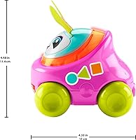 Vista 5 de Fisher-Price Baby Learning Toy DJ Buggy Pink Push-Along Car with Music & Lights for Crawling Play for Infants Ages 9+ Months