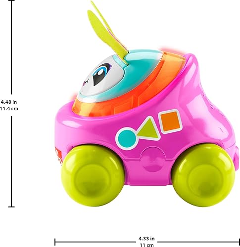 Miniatura 5 de Fisher-Price Juguete de aprendizaje para bebés DJ Buggy Pink Push Along Car con música y luces para gatear para bebés a partir de 9 meses