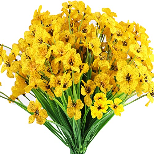 Artificial Flowers for Outdoors,12 Bundles UV Resistant Artificial Flo