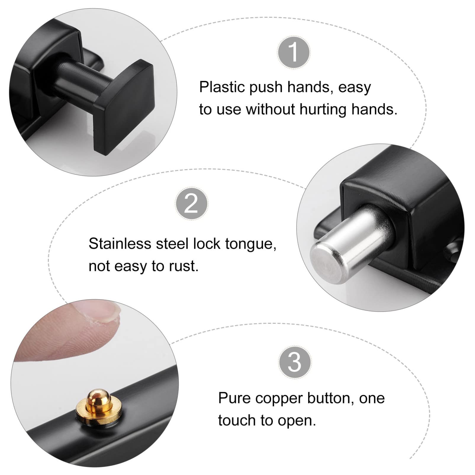 jojofuny 6pièces Loquet à Ressort Inoxydable Verrou De Porte Coulissant Système De Sécurité Pratique Avec Vis Finition Mat