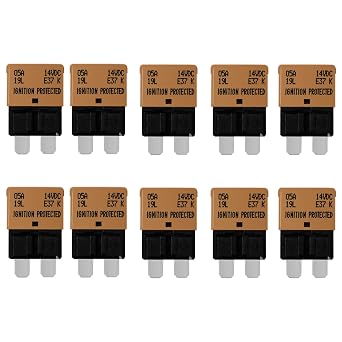 5 Amp Auto Reset Circuit Breaker ATC/ATO Resettable Fuses Low Profile Automotive Satandard Blade Fuse DC12V-32V for Car Truck RV Marine Boat 10 Pack