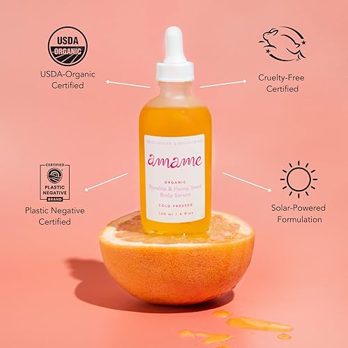 Miniatura 4 de Amame Suero de aceite hidratante orgánico de rosa mosqueta para el cuerpo  Revitaliza y nutre la piel seca y dañada por el sol  Certificado USDA  4