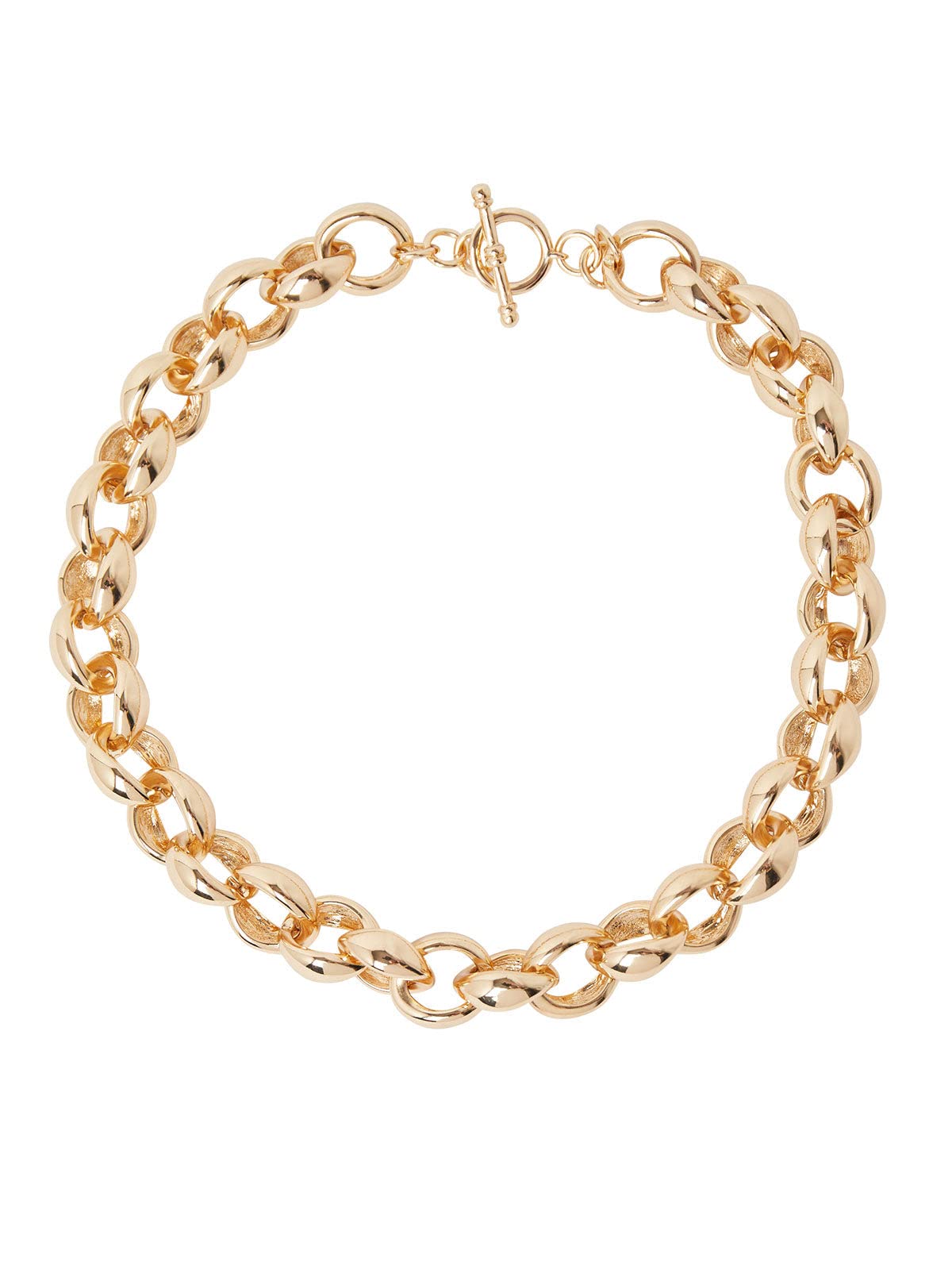 Gold Puff Rolo Link Necklace