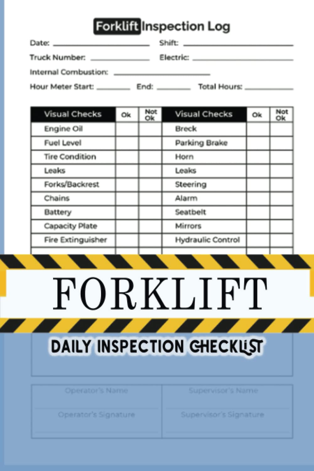 Buy Forklift Daily Inspection Checklist log book with holder, Maintenance and Safety Forklift