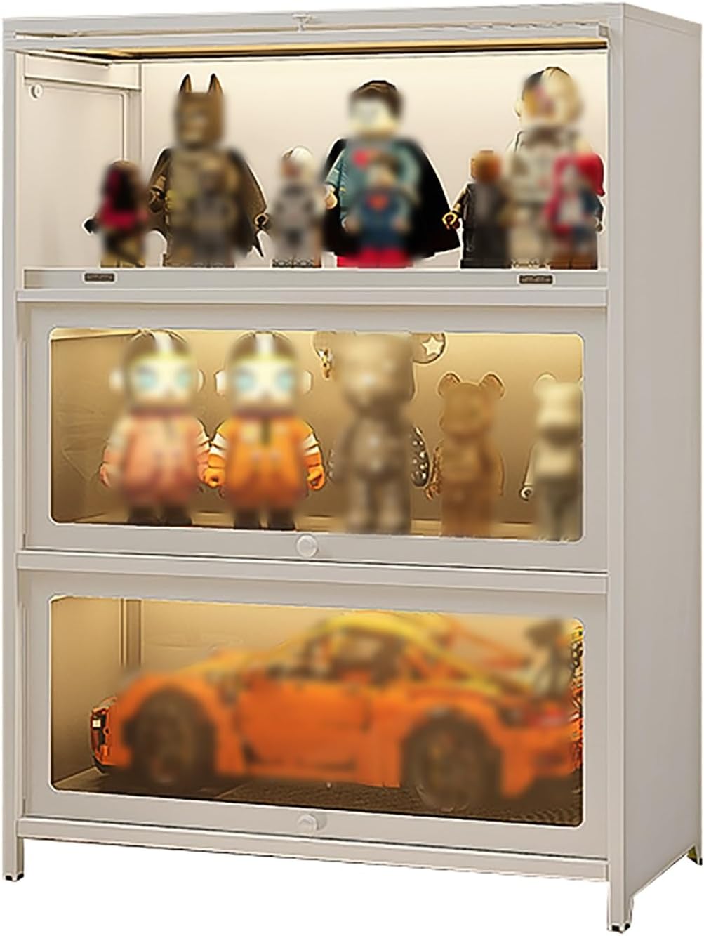 Display Cases For Collectibles,glass Shelf Display,curio Cabinet,Black Floor Standing Glass Bookshelf,Trophy Case Display Cabinet,for Living Room And Study ( Color : White , Size : 70*35*106.2CM )