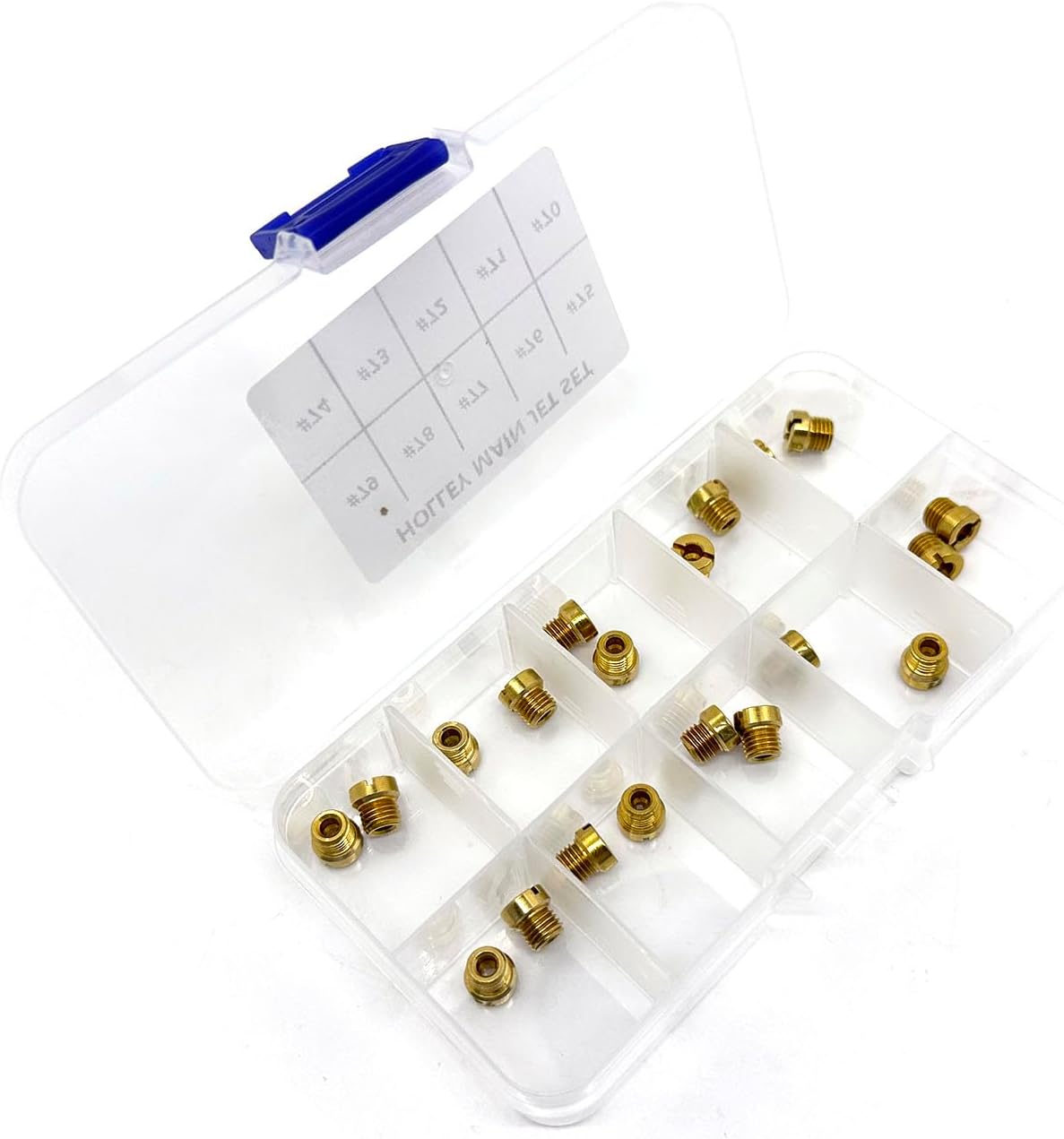 20PCS Fits Holley Carburetor 1/4-32 Gas Main JETS ASSORTMENT KIT Brass crafted The aperture size is:70 71 72 73 74 75 76 77 78 79,10 sets in total, 2 pcs per size,Thread size: 1/4"-32