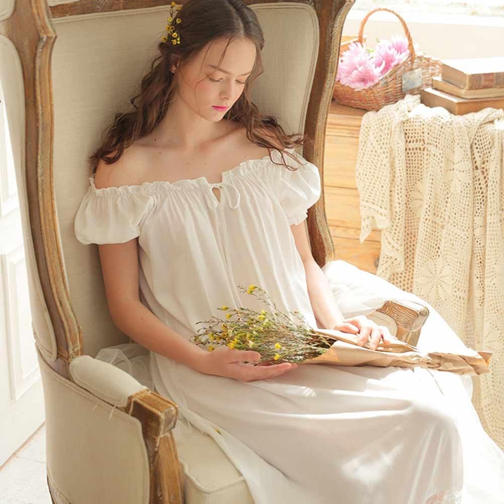 Womens' Cotton Nightgown Nightshirt Ladies Victorian Sleepwear Dress Gown Pajamas Lounger - Image 2