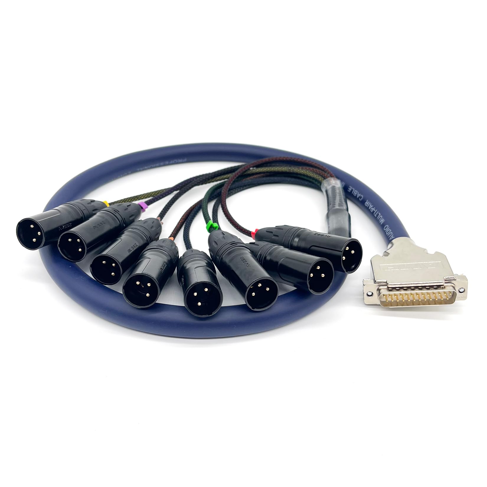 Câble serpent DB25 vers XLR, DB25 mâle vers 8 canaux 3 broches mâles - Câble audio équilibré D-Sub pour enregistrement en studio, baie de brassage, console de mixage, microphones, 1 m