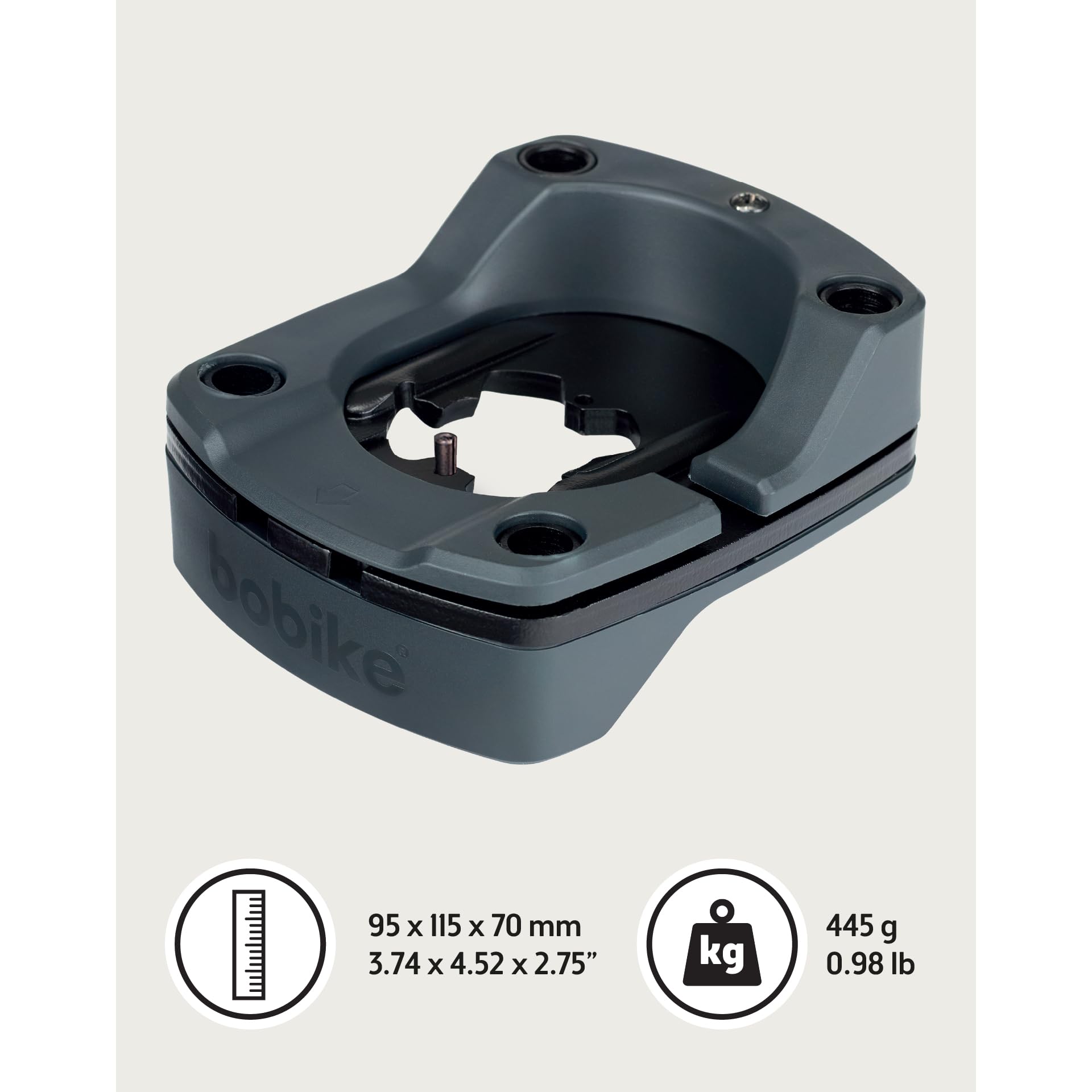 Bobike 8015300353 Adapter A-Head Plus - do przednich foteli Go Mini, One Mini & Evolve Mini, kompatybilny ze standardowymi/wbudowanymi prętami A-Head, MTB, przestrzeń min. 5 mm, czarny