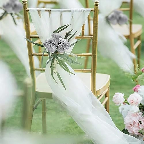 Miniatura 3 de Rosas plateadas, 30 rosas artificiales con purpurina con tallos para manualidades, ramo de boda, fiesta, decoración del hogar (plateado)