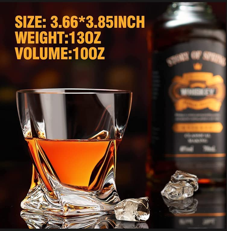 Set 6 Bicchieri Da Whisky Old Fashioned 240 Ml | Vetro Inciso Resistente Per Cocktail Bourbon E Scotch, Ideale Per Bar E Regali