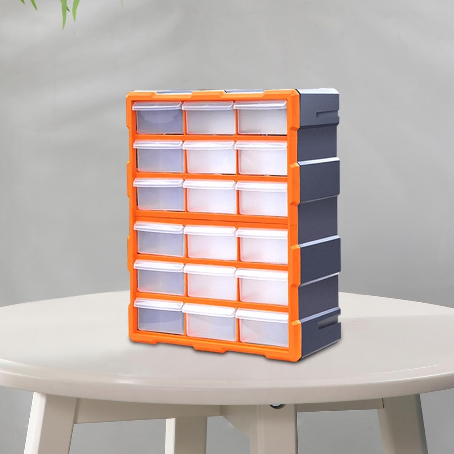 Multi Drawer Organizer for Storage Cabinet with Removable Sections for Tools and Crafts, Orange 18 Drawers