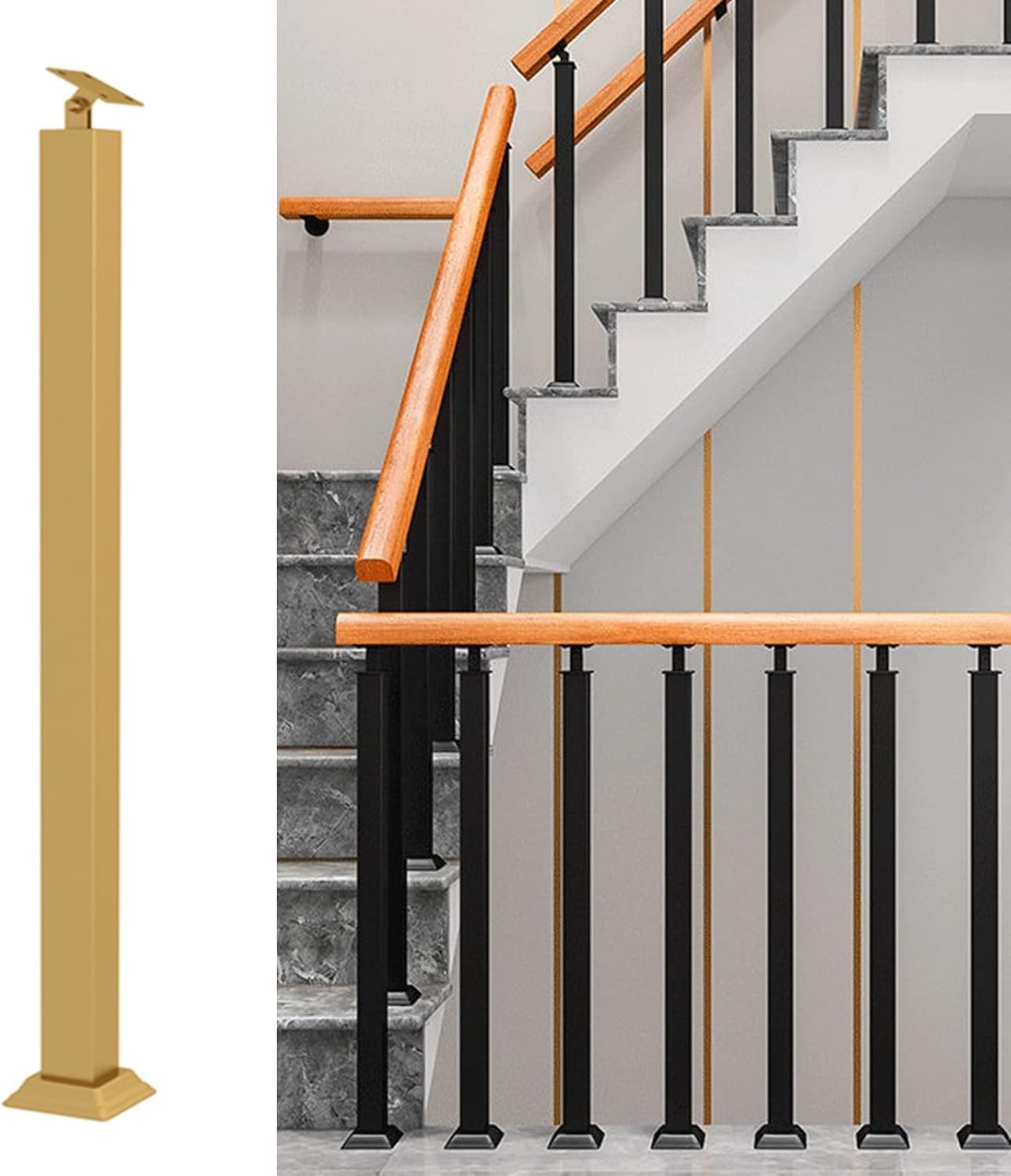 Poteau de garde-corps en métal noir pour sécuriser terrasse et escalier