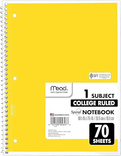 Miniatura 6 de Mead Cuaderno de espiral, paquete de 12 cuadernos con espiral de 1 materia, cuadernos escolares de color pastel, 70 páginas
